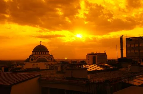 Belgrade in sunset Stock Photos