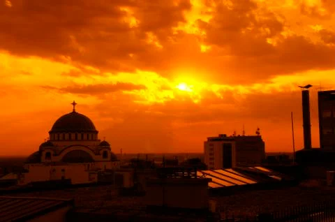 Belgrade in sunset Stock Photos