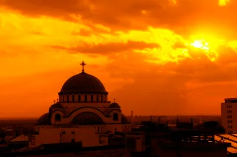 Belgrade in sunset Stock Photos