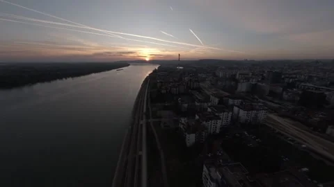 Belgrade waterfront - Danube river Stock Footage 303940242