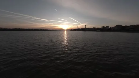 Belgrade waterfront - Danube river Stock Footage 303940258