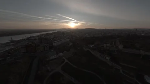 Belgrade waterfront - Danube river Stock Footage 303940262