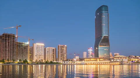 Belgrade Waterfront sunset hyperlapse Stock Footage 279823300