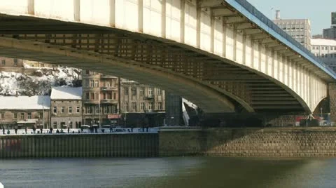 Belgrade, winter, Branko Bridge Vídeo Stock 14901773
