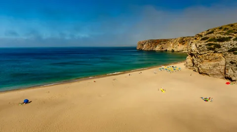Beliche Beach and Atlantic Ocean near Sagres, Time Lapse Stock Footage 28121908