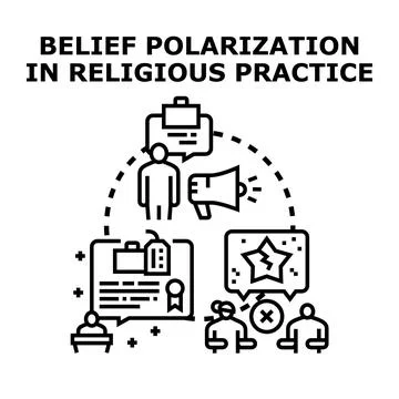 Belief polarization creating divided religious practice Stock Illustration