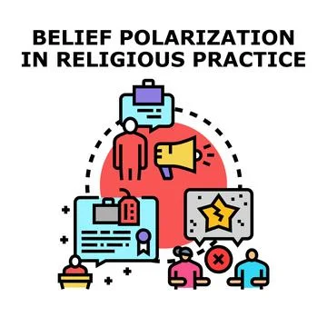 Belief polarization creating divided religious practice Stock Illustration