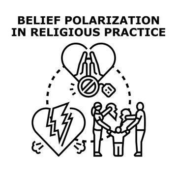 Belief polarization in religious practice causing family conflict Stock Illustration