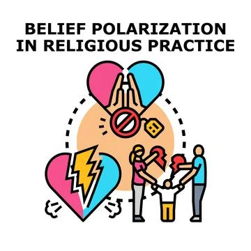 Belief polarization in religious practice causing family conflict Stock Illustration