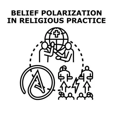 Belief polarization in religious practice concept vector illustration Stock Illustration