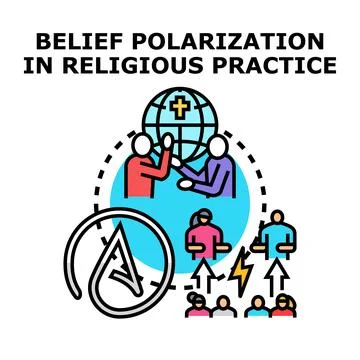 Belief polarization in religious practice concept vector illustration Stock Illustration