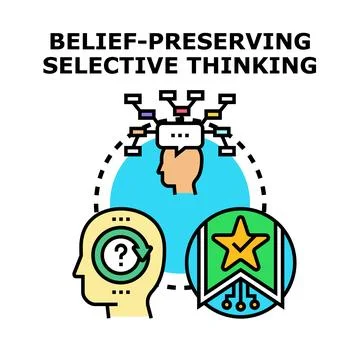 Belief preserving selective thinking process icon 스톡 일러스트