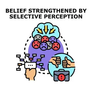 Belief strengthening concept by selective perception vector Stock Illustration