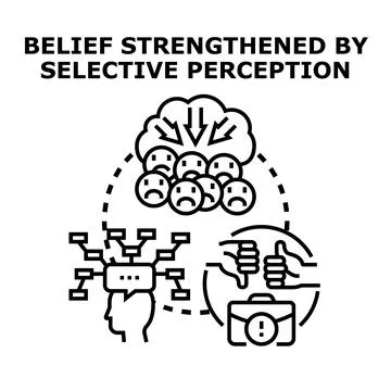 Belief strengthening concept by selective perception vector Stock Illustration