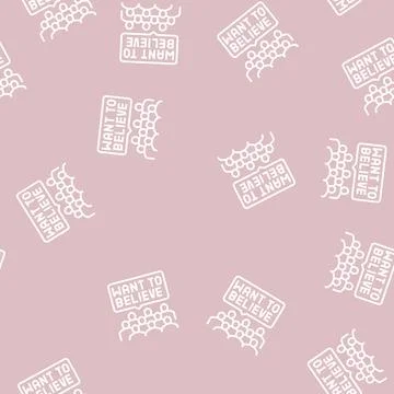 Belief in ufology line seamless pattern Stock Illustration