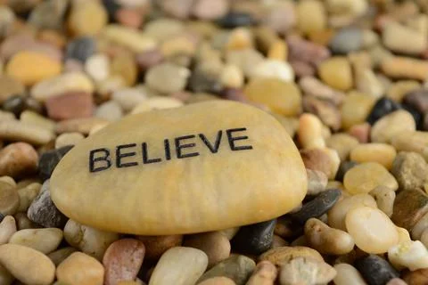 Believe Affirmation Stone Stock Photos