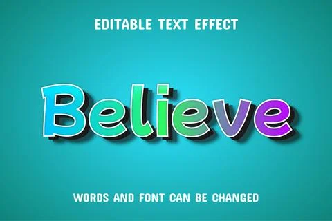 Believe text - editable gradient text effect Stock Illustration