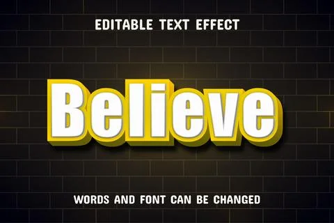Believe text - editable text effect Stock Illustration