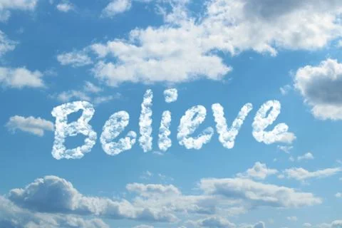 Believe word on cloud Illustrazione stock