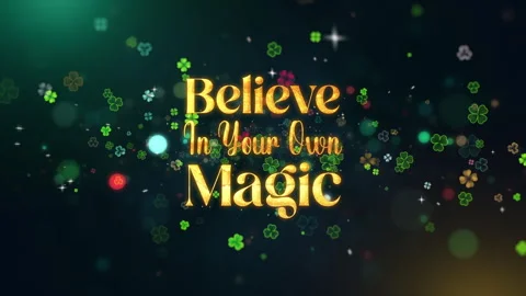 Believe In Your Own Magic with Flickering Clovers and Star Particles Animatio Stock Footage 295014257