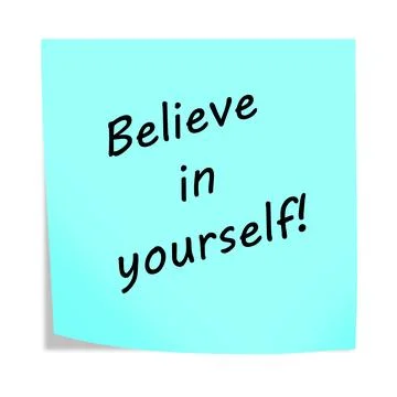 Believe in yourself 3d illustration post note reminder with clipping path Stock Illustration