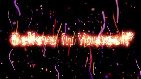 Believe in yourself neon text animation. Glowing motivational quote on black 스톡 동영상 340250895