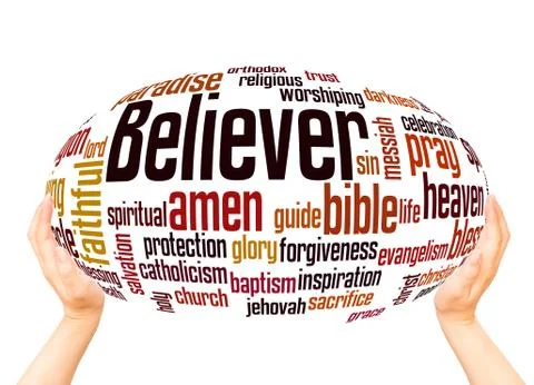 Believer word cloud sphere concept Stockillustratie