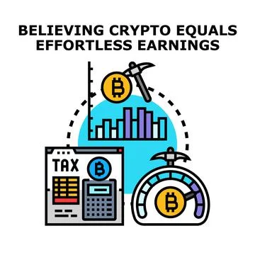 Believing cryptocurrency equals effortless earnings concept Stock Illustration
