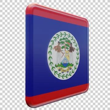 Belize 3d illustration flag on pole. Wood flagpole Illustrazione stock