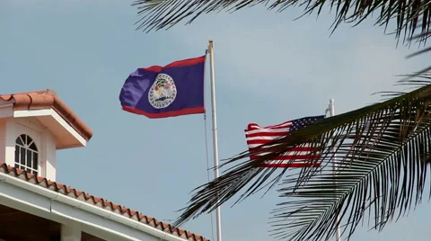 Belize &amp; American Flag Stock Footage 41759466