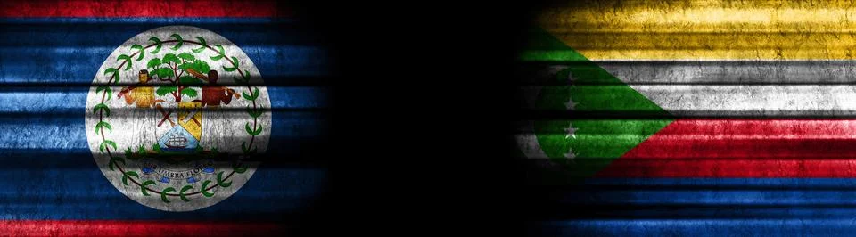 Belize and Comoros Flags on Black Stock Illustration