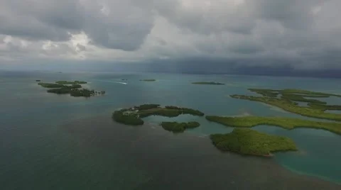 Belize arial shot of islands Video stock 58635907