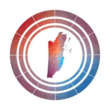 Belize badge. Bright gradient logo of country in low poly style. Multicolor.. 스톡 일러스트