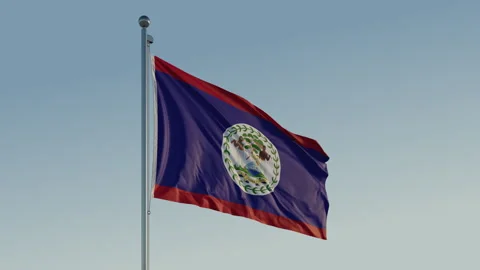 Belize Belmopan Flag seamless loop Cinematic Realistic Waving Blue Sky Видео 310014187