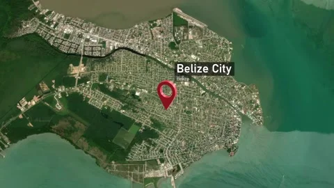 Belize City Map Zoom (Belize) from Space to Earth Stock Footage 274029672