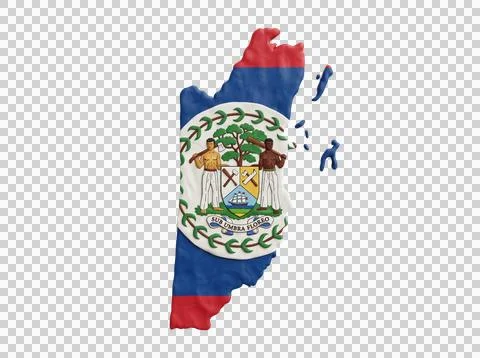 Belize clay map with official national flag and islands. Stock Illustration