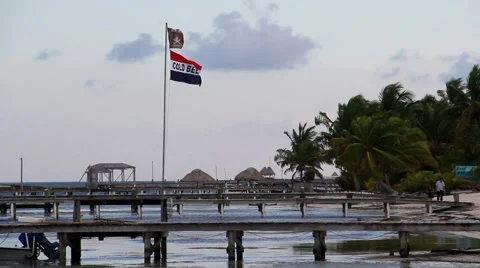 Belize &amp; Cold Beer Flag Stock Footage 41774345