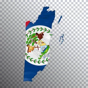 Belize flag and map, transparent background Stock Illustration