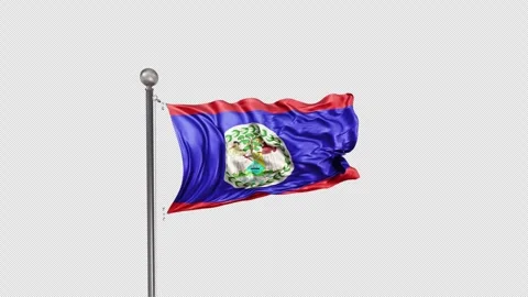 Belize Flag  Animation Loop Include Alpha 3D Rendering 1 Video stock 283140482