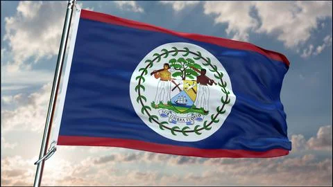 Belize flag background realistic waving in the wind 8K Ilustración de archivo