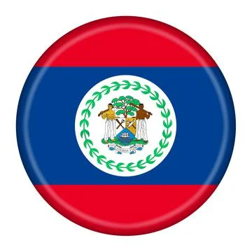 Belize flag button 3d illustration with clipping path Stock Illustration