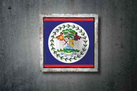 Belize flag in concrete wall Stock Illustration