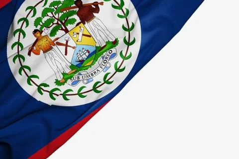 Belize flag of fabric with copyspace for your text on white background. Stock Illustration