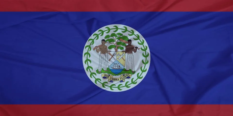 Belize Flag fabric rippling in the wind Stock Photos