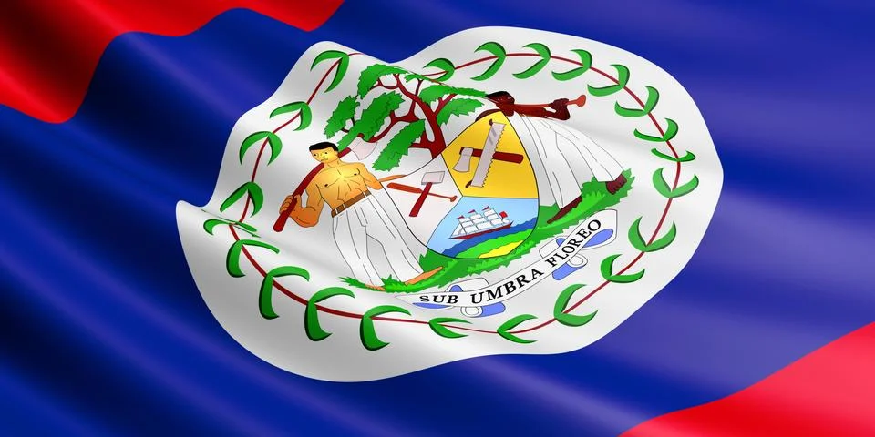 Belize flag fluttering in wind. Stock Illustration