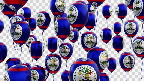 Belize Flag On The Flying Balloons Stock Footage 314647629