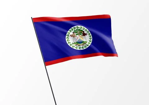 Belize flag flying high in the isolated background Belize independence day Stock Illustration