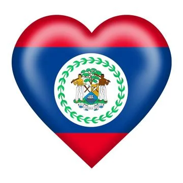 Belize flag heart button isolated on white with clipping path 3d illustration Stock Illustration