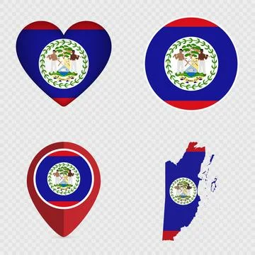 Belize Flag Icons Pack. Vector illustration. Stock Illustration