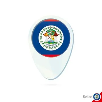 Belize flag location map pin icon on white background. Stock Illustration